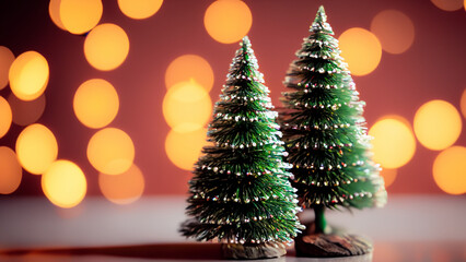A closeup view of a small Christmas tree