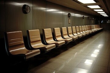 Line of seats in the waiting area. Generative AI