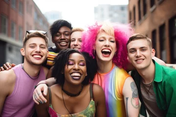 Fotobehang LGBT LGBTQ LGBTQIA friends smiling happy faces © blvdone