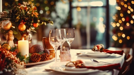  Christmas Brunch Setting: A Seasonal Holiday Dining Background with Delicious Delights.
