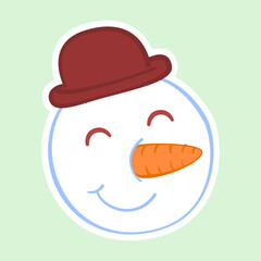 Cute snowman sticker. Icon or sticker for scrapbook