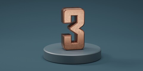 3D render 3 number gold style for discount