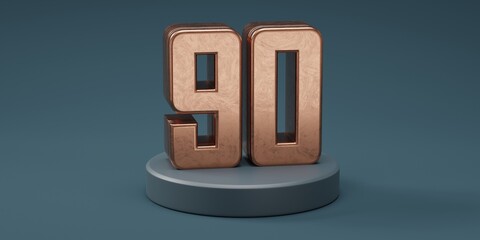 3D render 90 number gold style for discount