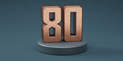 3D render 80 number gold style for discount