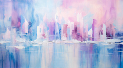 City skyline art concept illustration, wallpaper or background, rainbow colors