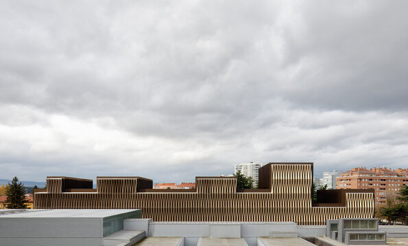 Biomedical Research Center Against Overcast Sky In Pamplona
