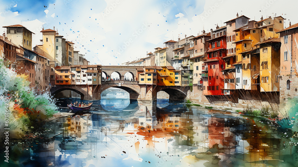 Wall mural Watercolor painting of Florence