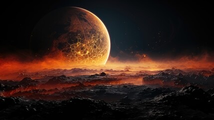 Moon's Surface Scenery Vibrant Background
