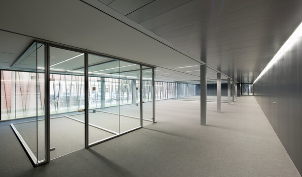 Glass Cubicles In Empty Modern Biomedical Research Center