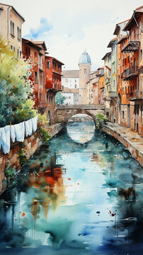 Watercolor painting of Venice