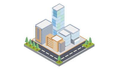 Isometric Smart city or intelligent building isometric vector concept. Modern smart city, urban planning and development, infrastructure buildings..on white background.3D design.isometric vector.