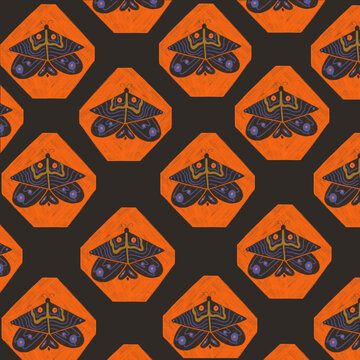 Seamless Neo Primitive Drawing Of Butterfly