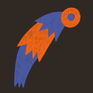 Neo Primitive Abstract Featherlike Drawing