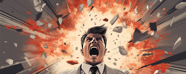 Chaos in bussiness man head illustration.