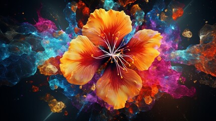 A Nebula Nasturtium-inspired abstract art piece that combines cosmic elements with the beauty of...