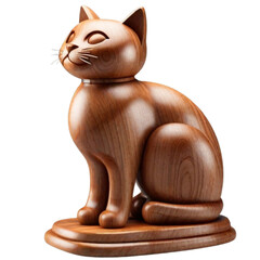 statue - wooden cat statue isolated on transparent background 