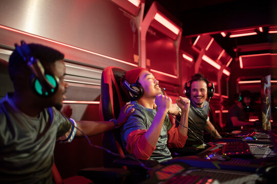 Esports player celebrates a victory amid an intense tournament