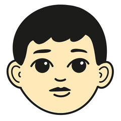 Doodle Flat Clipart. Simple portrait, avatar of a young man