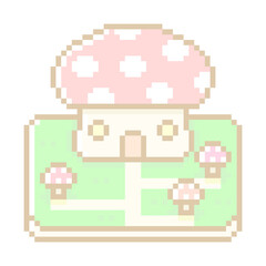 ピクセルアートなファンシーキノコタウン☆PNG