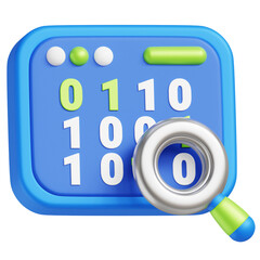 3D Binary code icon illustration render
