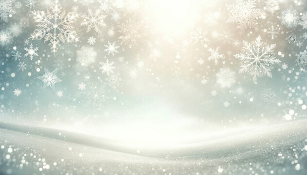 Magical Christmas background with snowflakes and stars for holiday cards. Geneative ai.