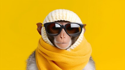 a monkey wearing a hat and sunglasses