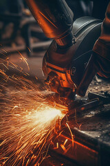 Close-up during welding, welding process, Generative AI