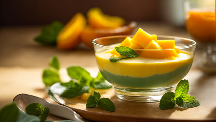 Obraz na płótnie Canvas delicious dessert panna cotta with mango