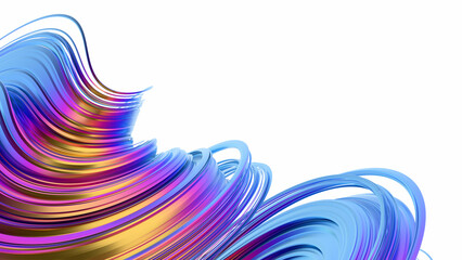 Abstract 3d render, colorful shape with curved lines