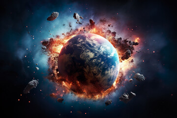 Global Catastrophe. Earths Fire Apocalypse - obrazy, fototapety, plakaty