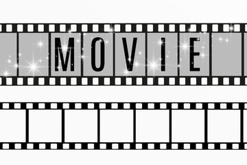 Set of film vector stripes isolated on transparent background.Film strip roll. Vector cinema background.	
