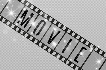 Set of film vector stripes isolated on transparent background.Film strip roll. Vector cinema background.	
