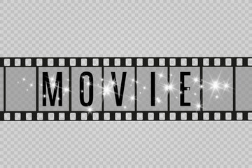 Set of film vector stripes isolated on transparent background.Film strip roll. Vector cinema background.	
