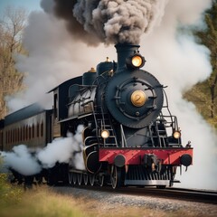 Naklejka premium Black locomotive