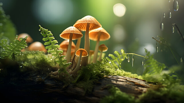 Macro mushrooms in the forest