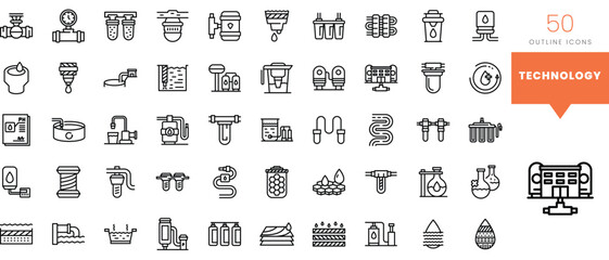 Set of minimalist linear technology icons. Vector illustration
