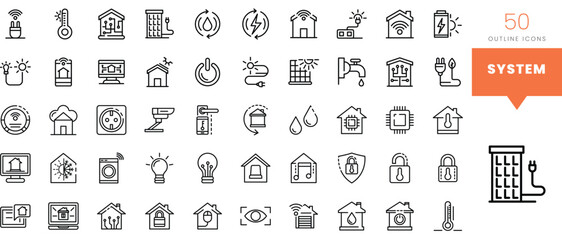 Set of minimalist linear system icons. Vector illustration
