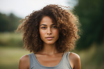 Beautiful african american woman with afro hairstyle. Fashion portrait.