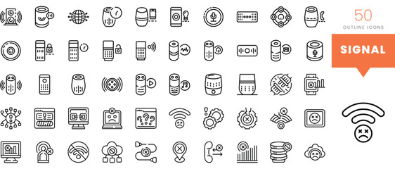 Set of minimalist linear signal icons. Vector illustration