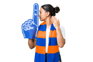 sports fan woman over isolated chroma key background making stop gesture and disappointed