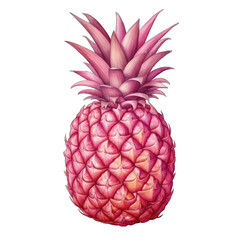 Pink Watercolor pineapple isolated on white