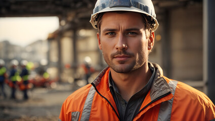 Step onto the construction site with this image, where a capable worker dons the necessary safety gear, emphasizing the importance of a secure work environment
