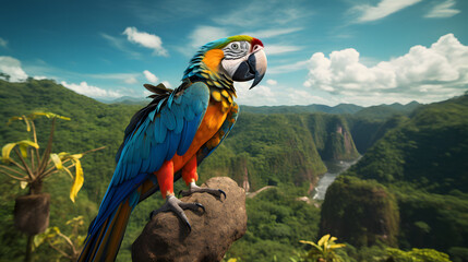 blue and yellow macaw in the wild