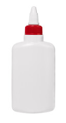 White bottle for glue on a white background.