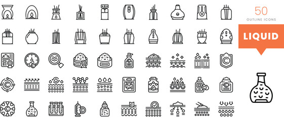 Set of minimalist linear liquid icons. Vector illustration