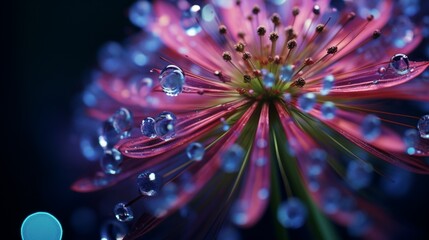 A pristine close-up of a dew-kissed Aurora Allium, the fine details and textures brought to life in high resolution