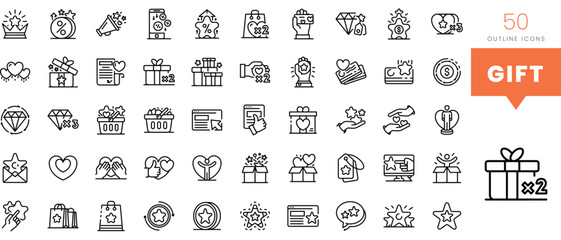Set of minimalist linear gift icons. Vector illustration