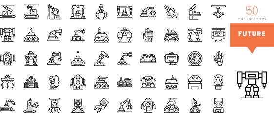 Set of minimalist linear future icons. Vector illustration