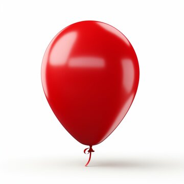 Red Baloon, On White Background, AI Generation
