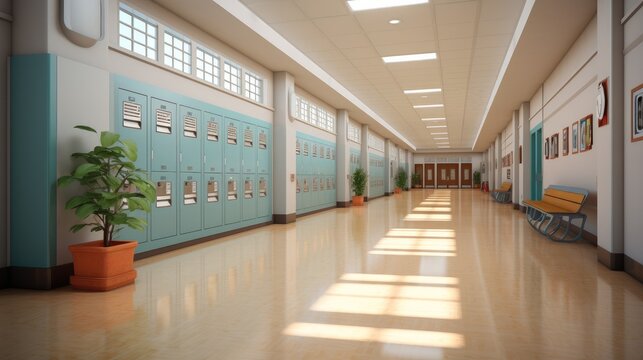 School hallway with lockers.